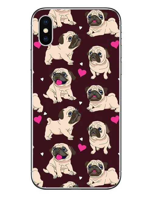 Phone case Cute Puppy Pug Bunny Cat French Bulldog soft Cover for iPhone 5S 5 SE 6 6S 6Plus 7 Plus 8 X 10 Back | Мобильные телефоны