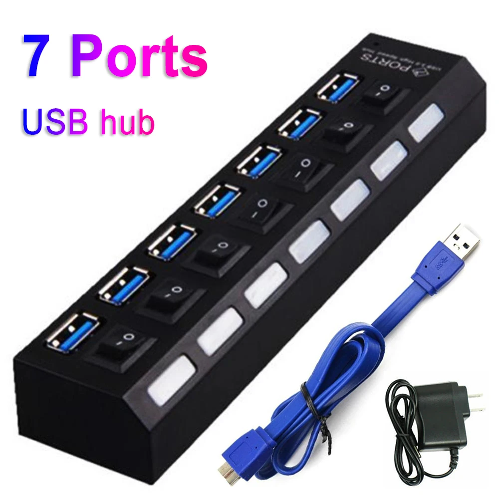 Высокая Скорость usb хаб 2 0/3 0 мульти разветвитель 7 Порты Кабель Адаптер Hub с