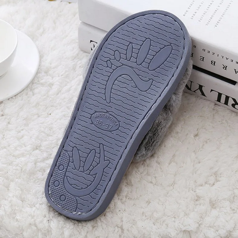 Шлепанцы женские зимние из искусственного меха теплые без застежки плоская