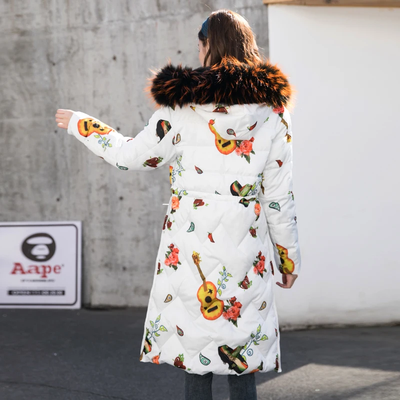 Женская парка с меховым воротником длинное теплое пальто зимняя куртка высокого