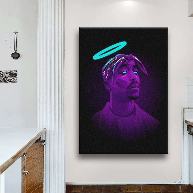 

Tupac Shakur neon Poster Canvas Wall Art Decoration prints for living Kid Children room Home bedroom decor painting