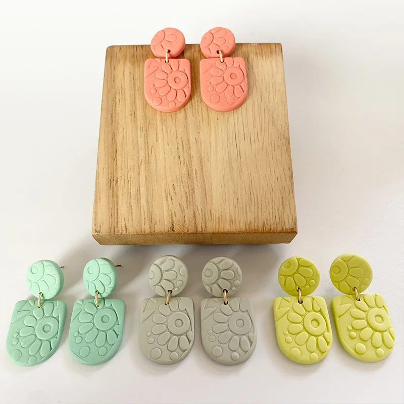 

Origin Summer Bohemia Geometric Handmade Sun Flower Polymer Clay Dangle Earring for Women Trendy Earring Jewelry Pendientes