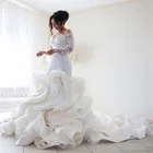 Размера плюс 2021 Мода Русалка свадебное платья новое поступление кружевное платье для невесты с длинным рукавом Vestido De Noiva Романтический, с оборками и апликацией
