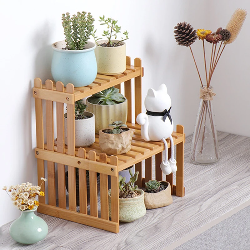 office desktop storage rack bamboo flower display stand plant shelves decorative storage shelf for study living room organizer free global shipping