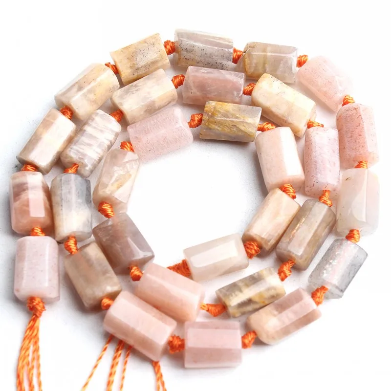 7*10 мм бусины из натурального граненого солнечного камня в форме колонны