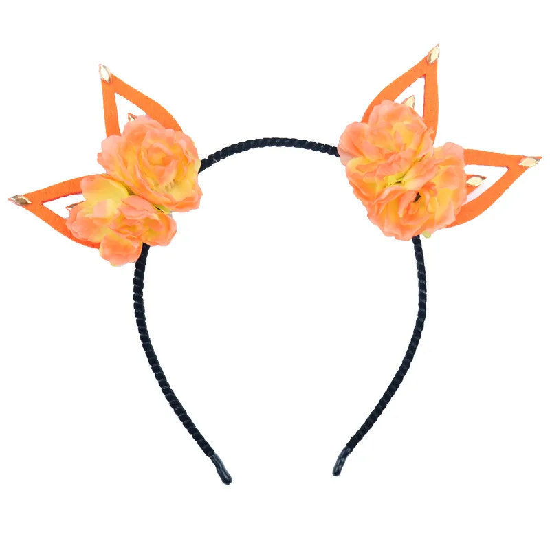 Хеллоуин повязка на голову с кошачьими ушами большими цветами для девочек 2019