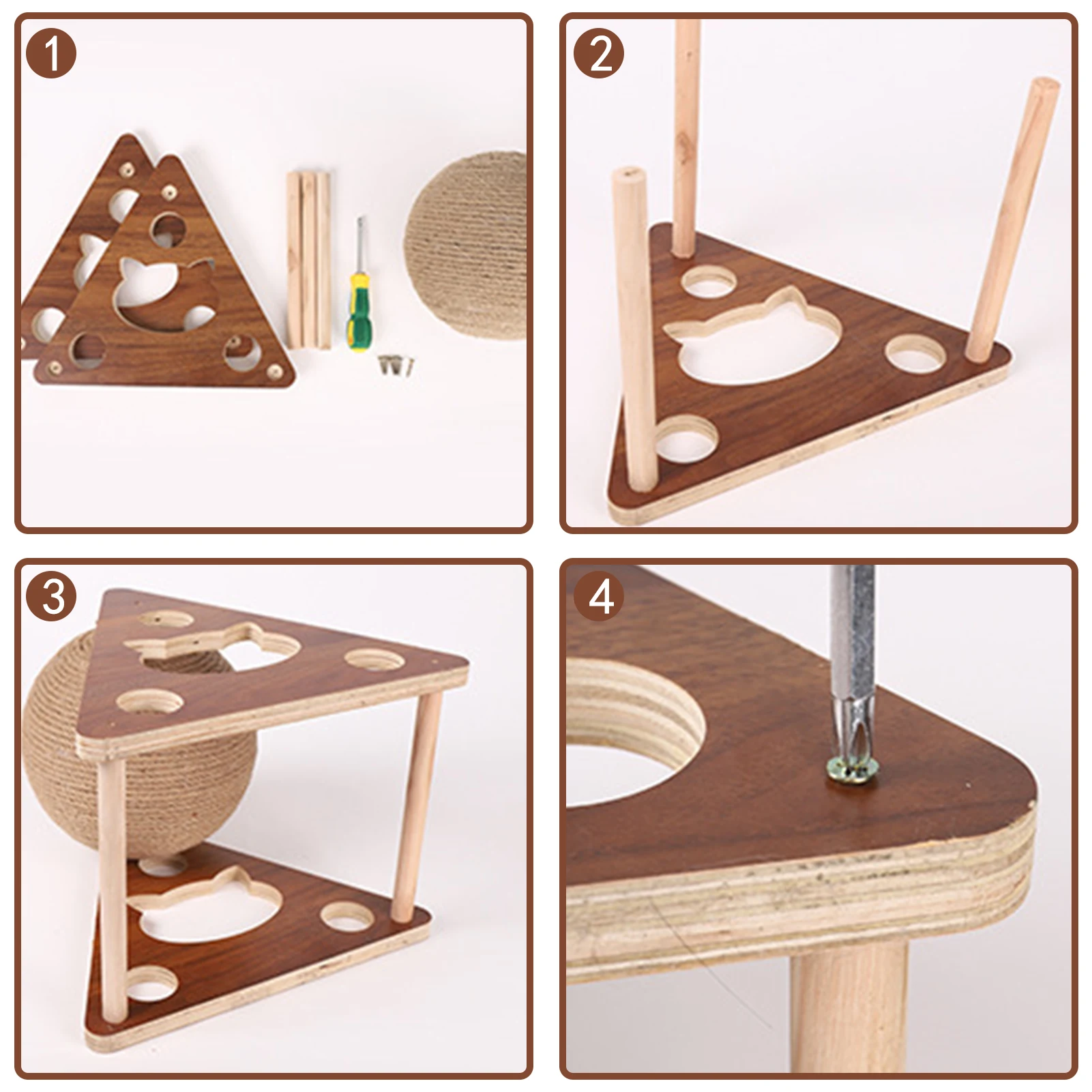 

2021 Solid Wood Cat Scratching Ball Natural Durable Sisal Board Scratcher for Cat Grinding