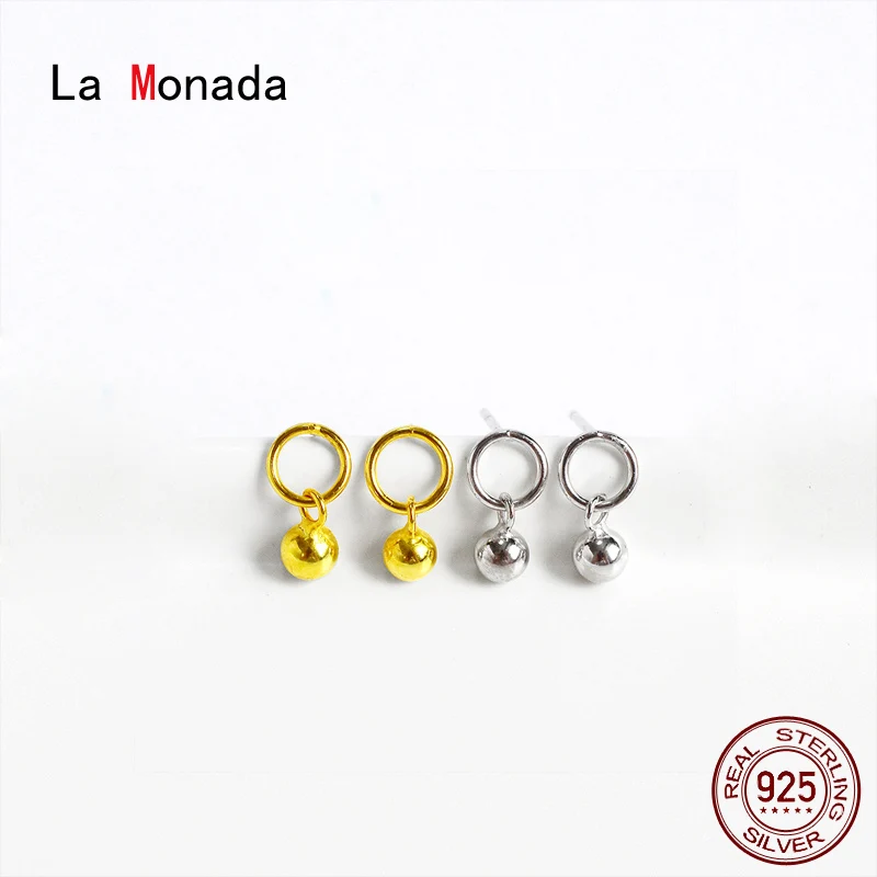 

La Monada Small Stud Earrings For Women 925 Sterling Round Ball Circle Woman Earring Hanging Silver 925 Earring Jewelry Female