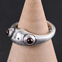 2021 valentines day present frog ring neutral creative animal red garnet cute frog open adjustable ring finger jewelry unisex