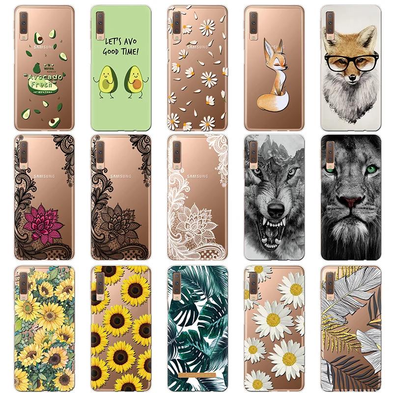 Чехол для Samsung Galaxy A7 2018 мягкий чехол телефона из ТПУ с летними цветами и