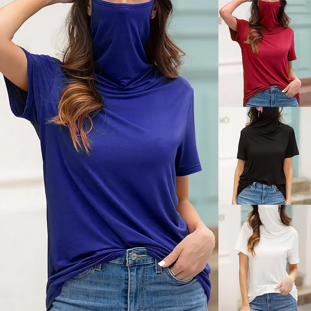 

HOT SALES!!! Women Multifunctional T-shirt Short Sleeve Anti UV Dust Proof Face Cover Blouse