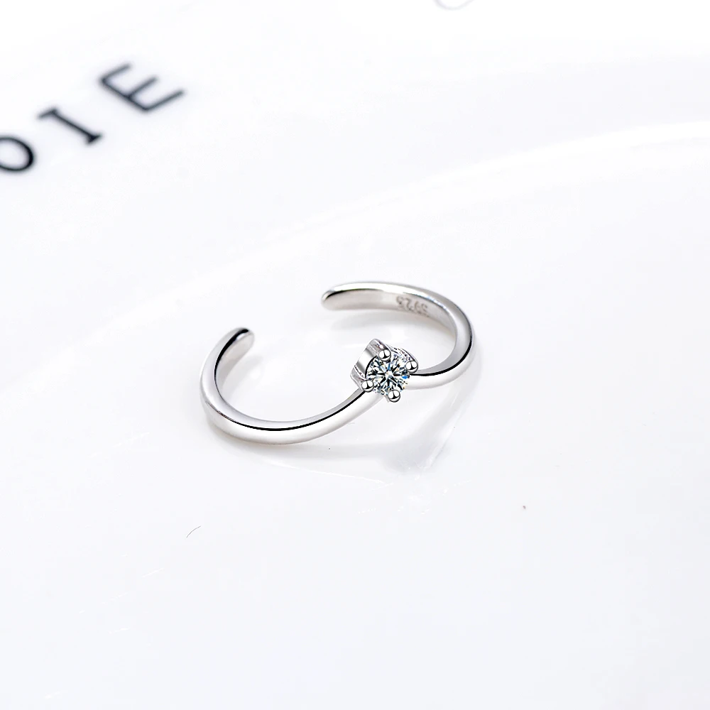 Fashion 100% Real 925 Sterling Zirconia Crown Finger Ring Classic Stackable Silver Jewelry For Women Wedding Christmas Gift | Украшения и