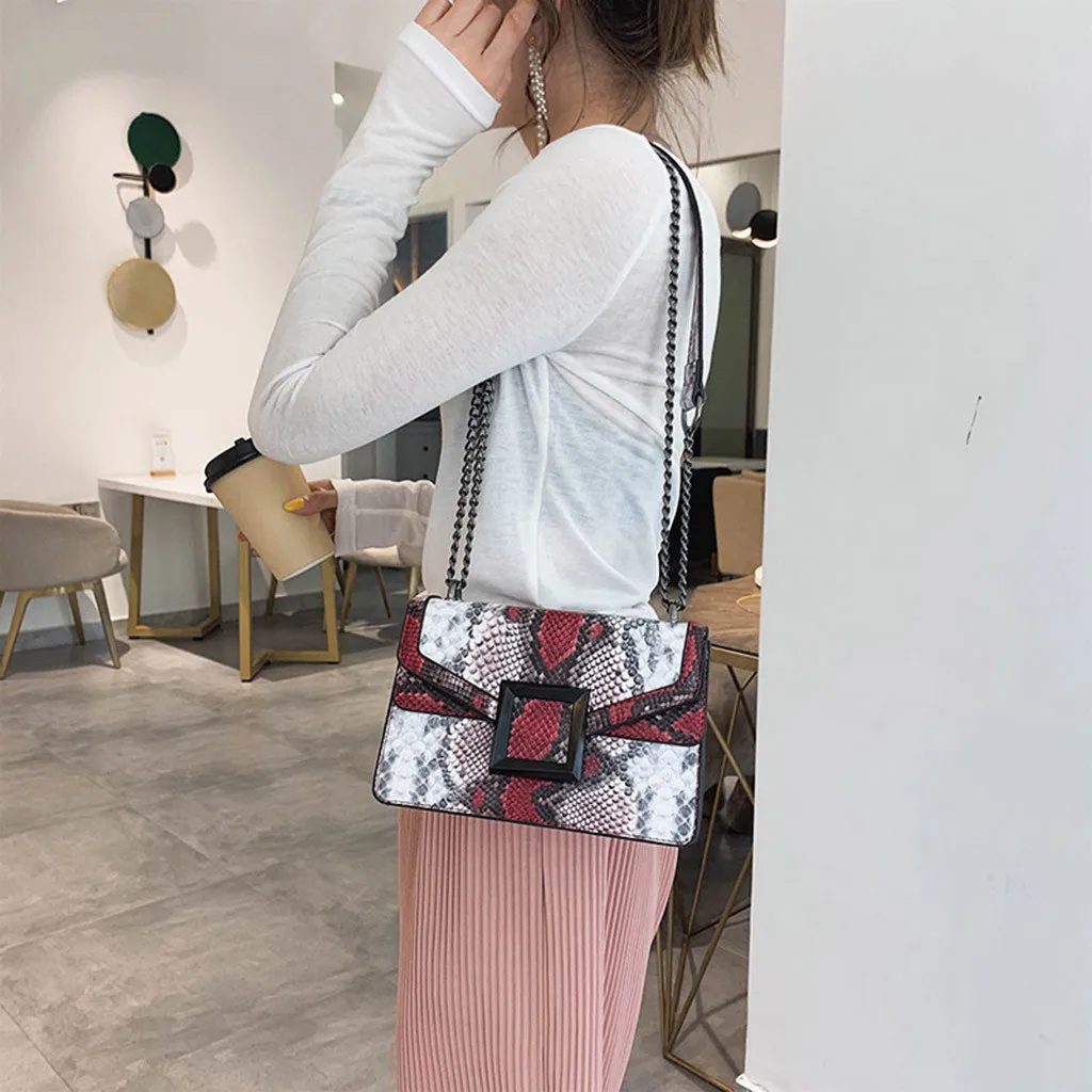 

Women's Shoulder Bag Snake Print Shoulder Bag Vintage Crossbody Women's Shoulder Bag Luxury Leather Messenger Bag Sac A Main