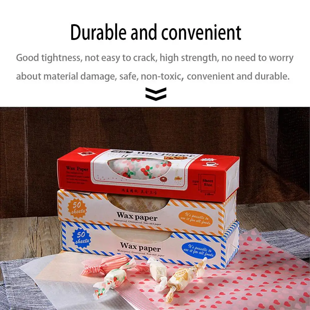 Полезная вощеная бумага 50 шт./лот пищевая смазка пищевые обертки оберточная для