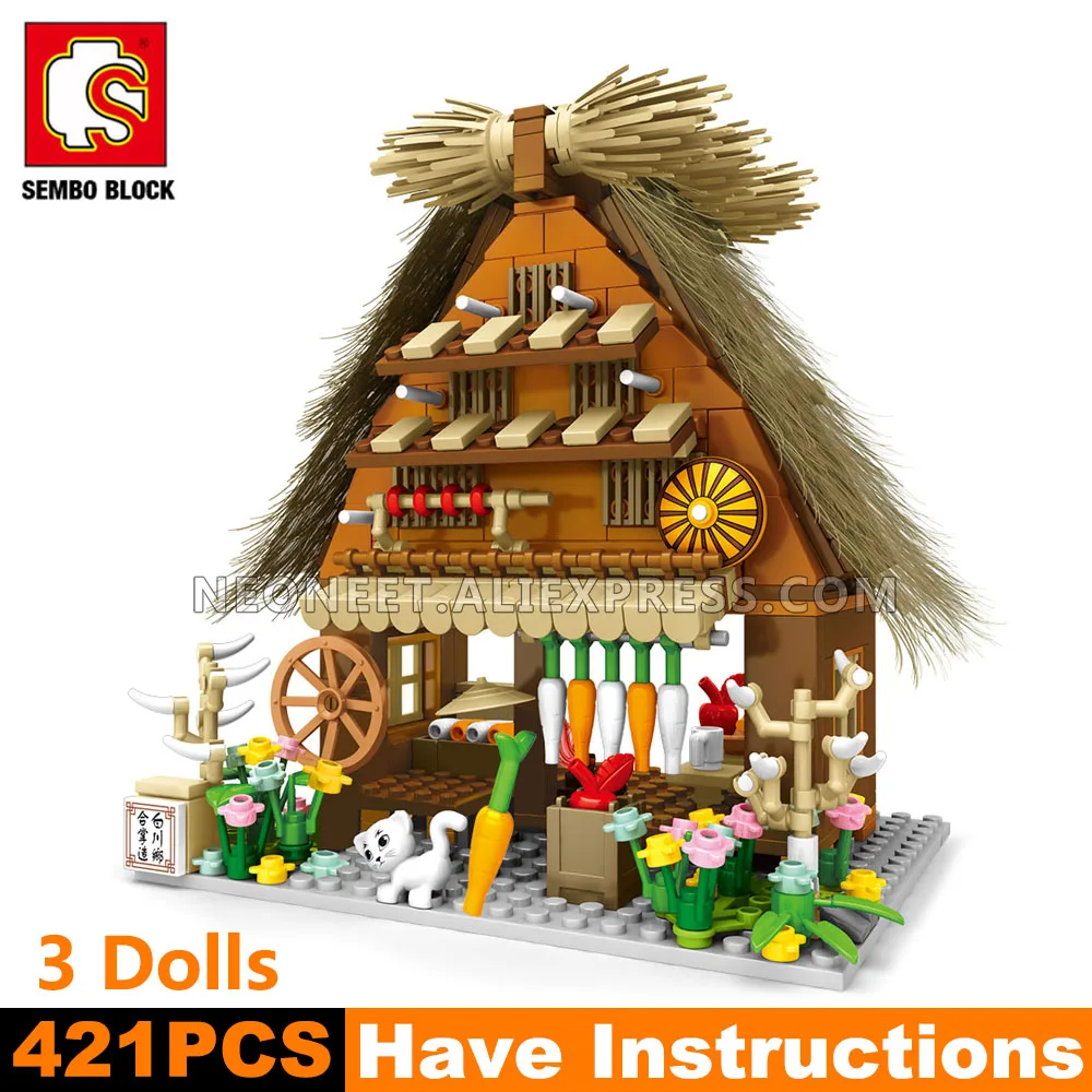 2X Sembo Block Japan City Architecture Sakura Street View Zakka Shop Building Blocks Bricks Fit MinFigures Mega Toy Child | Игрушки и