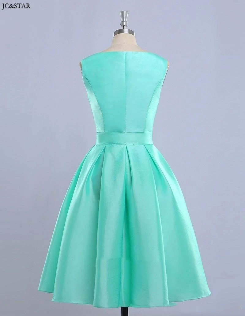 Короткое атласное платье для подружки невесты мятного зеленого оранжевого