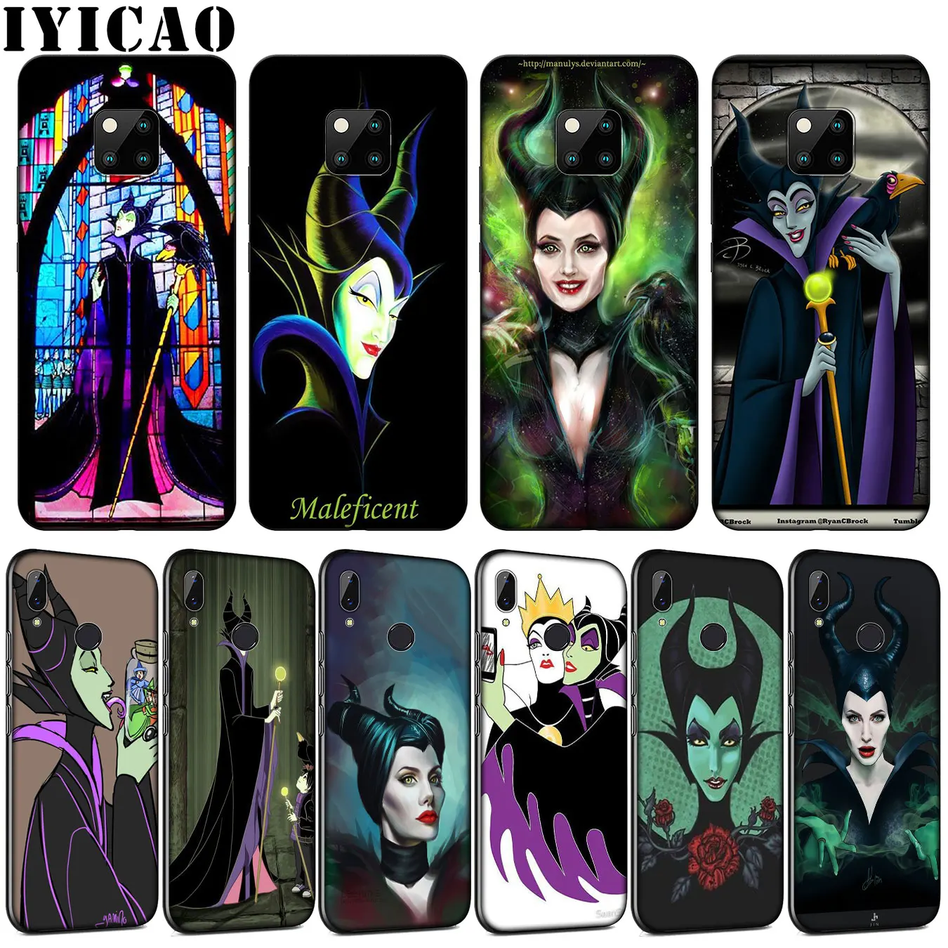 Мягкий силиконовый чехол для телефона IYICAO The witch maleficent Huawei Mate 30 20 10 Pro черный Nova 5i 4 3