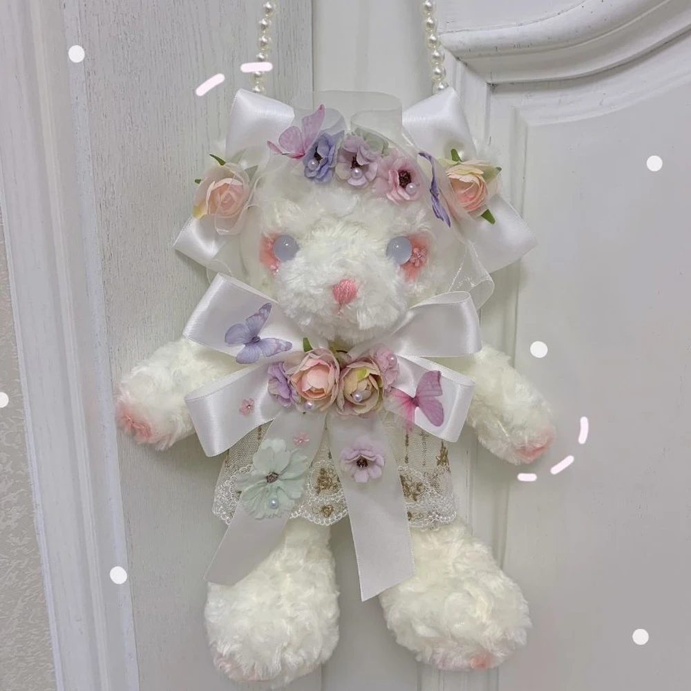 

Наплечные сумки Lolita для девочек, косплей, плюшевая кружевная сумка-мессенджер вислой уха, кролика, груши, маленькая сумка для телефона, моне...