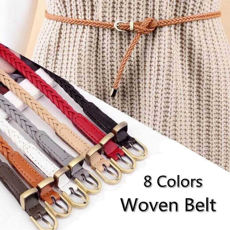 

Ремень женский Плетеный вручную, универсальный Повседневный Пояс в стиле ретро, с пряжкой-иглой, украшение для платьев и джинсов, 8 цветов