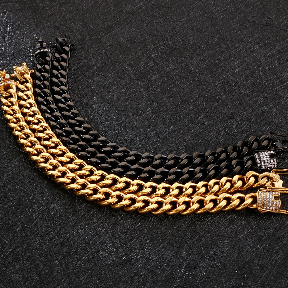 11 мм толстый кубинский Майами браслет-цепочка мужские трендовые Полированные