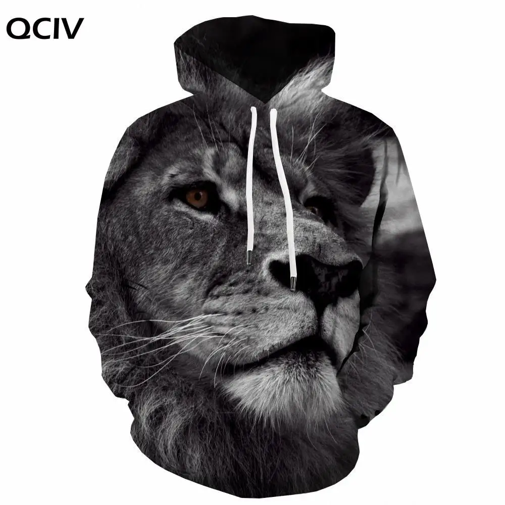 

QCIV 3d Hoodies Lion Hoodie Men Animal Sweatshirt Printed Anime Hoodie Print Harajuku Hoody Anime Black Hooded Casual Unisex