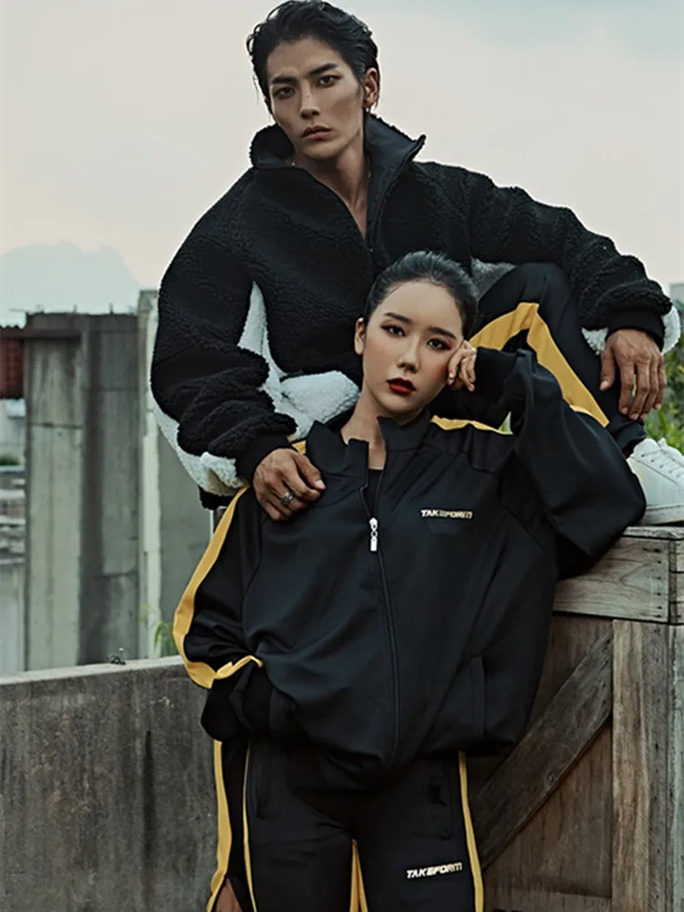 Весенний новый стиль спортивные костюмы для фитнеса пар Лоскутная свободная