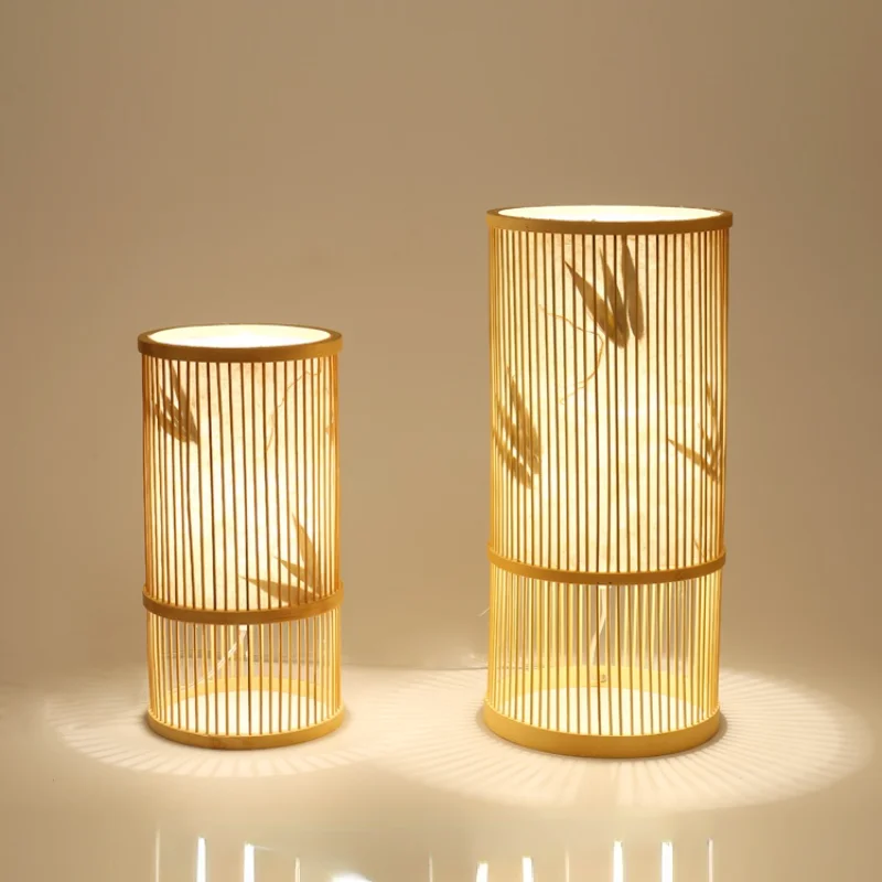 

Новая китайская чайная комната, Бамбуковая тканая настольная лампа, украшение, кабинет, ночник, спальня, светильник, теплый дзен, прикроватный Декор