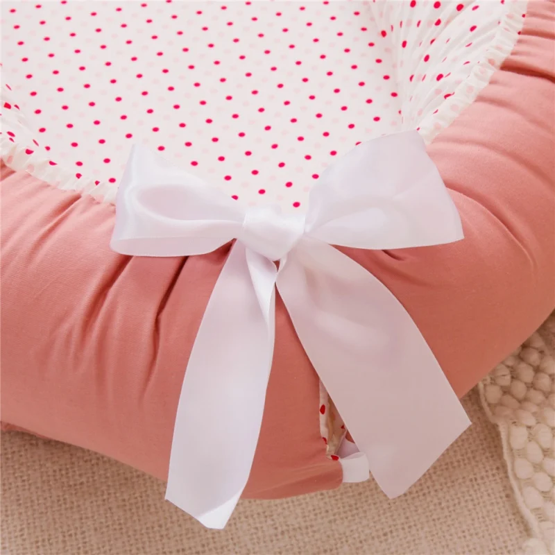

Baby Lounger Sleeper For Newborn Portable Bassinet Bed Soft Organic Cotton Easy To Clean Babies Crib Large Size(0~12months)