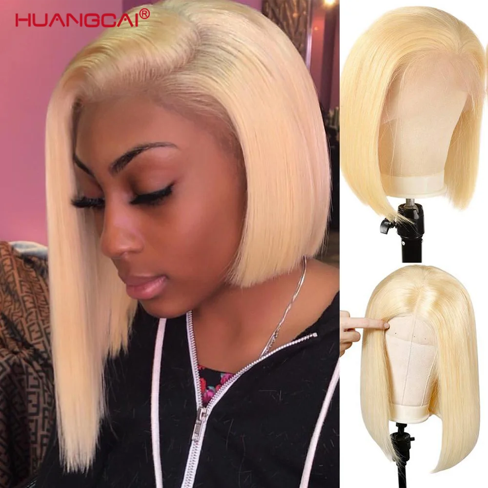 613 Blonde Short Bob Lace Front Human Hair Wigs Brazilian Straight Wig Pre Plucked Glueless Honey Blonde Remy Hair Lace Wigs