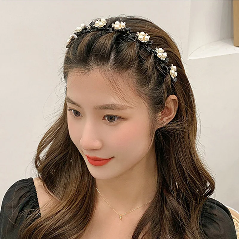 

Unisex Alice Pearls Elegant Hairbands Men Women Sports Headband Double Bangs Hairstyle Make Up Hairpins Fashion Hair Accessories