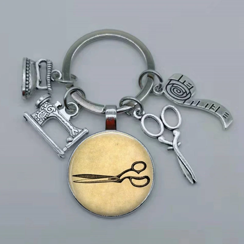 Новинка Модная бижутерия швейная машина железные ножницы линейка выпуклая