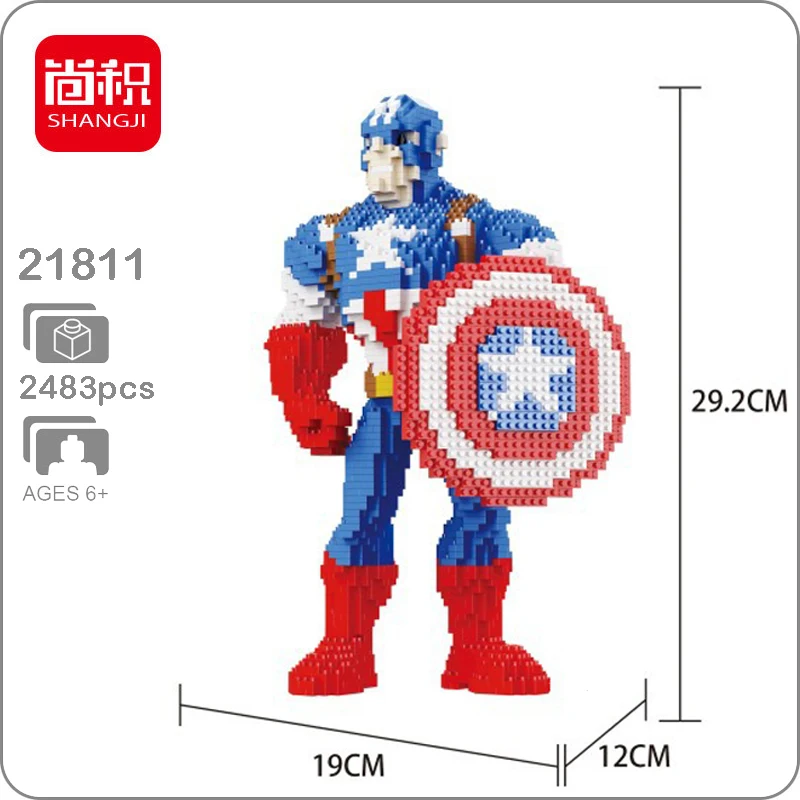 Marvel Мстители Капитан Америка герой DIY 3D модель Алмазная Мини Строительные