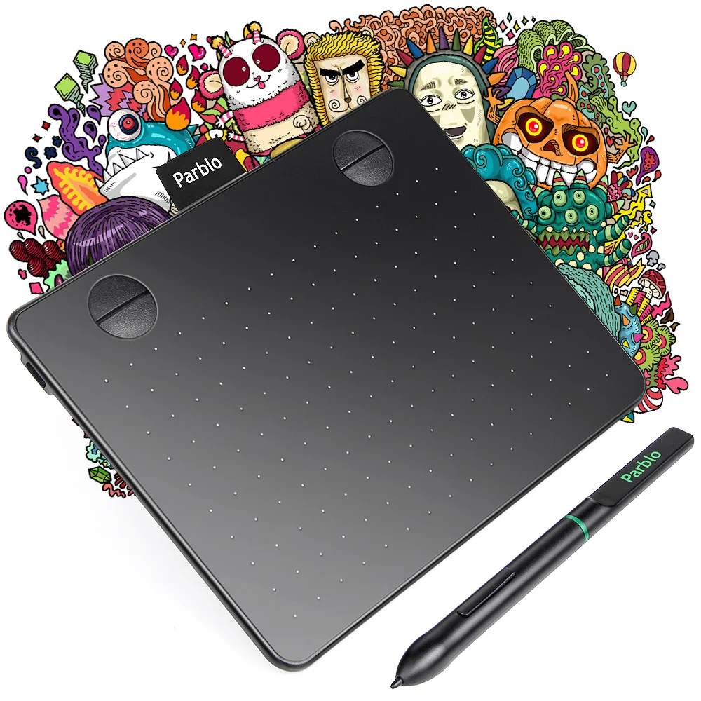 Parblo-Tabletas gráficas A640V2 de 7,4x5,5 pulgadas, Tablet Digital de dibujo, bolígrafo de firma, tableta de juego OSU con bolígrafo Stylus sin batería