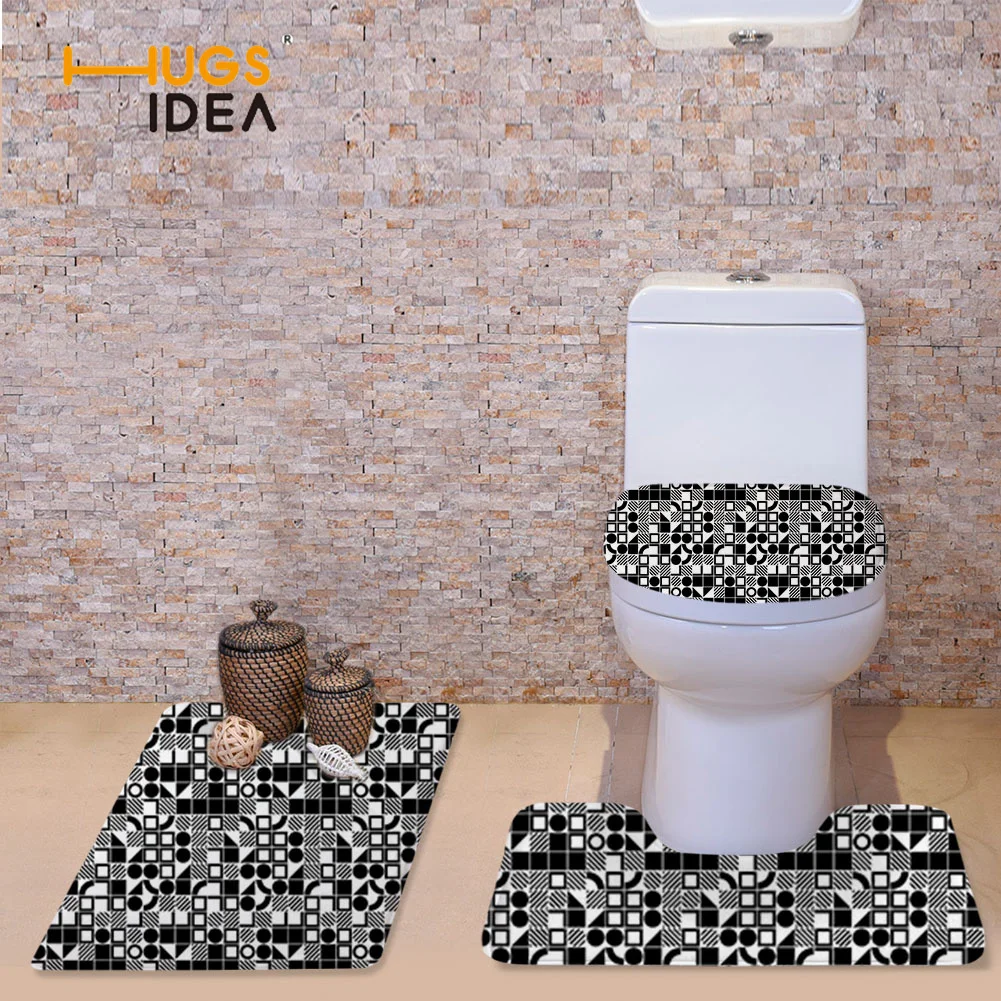 

HUGSIDEA Toilet Lid Covers U Shape Pad New Beautiful Vintage Pattern Soft Flannel Contour Rug Pedestal Mat And Toilet Lid Cover