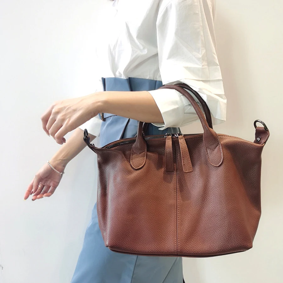 

Women Luxury Bag Casual Tote Female Soild Color Fashion Messenger Handbag Lady Cowhide Genuine Leather Shoulder Shopping Bag Sac