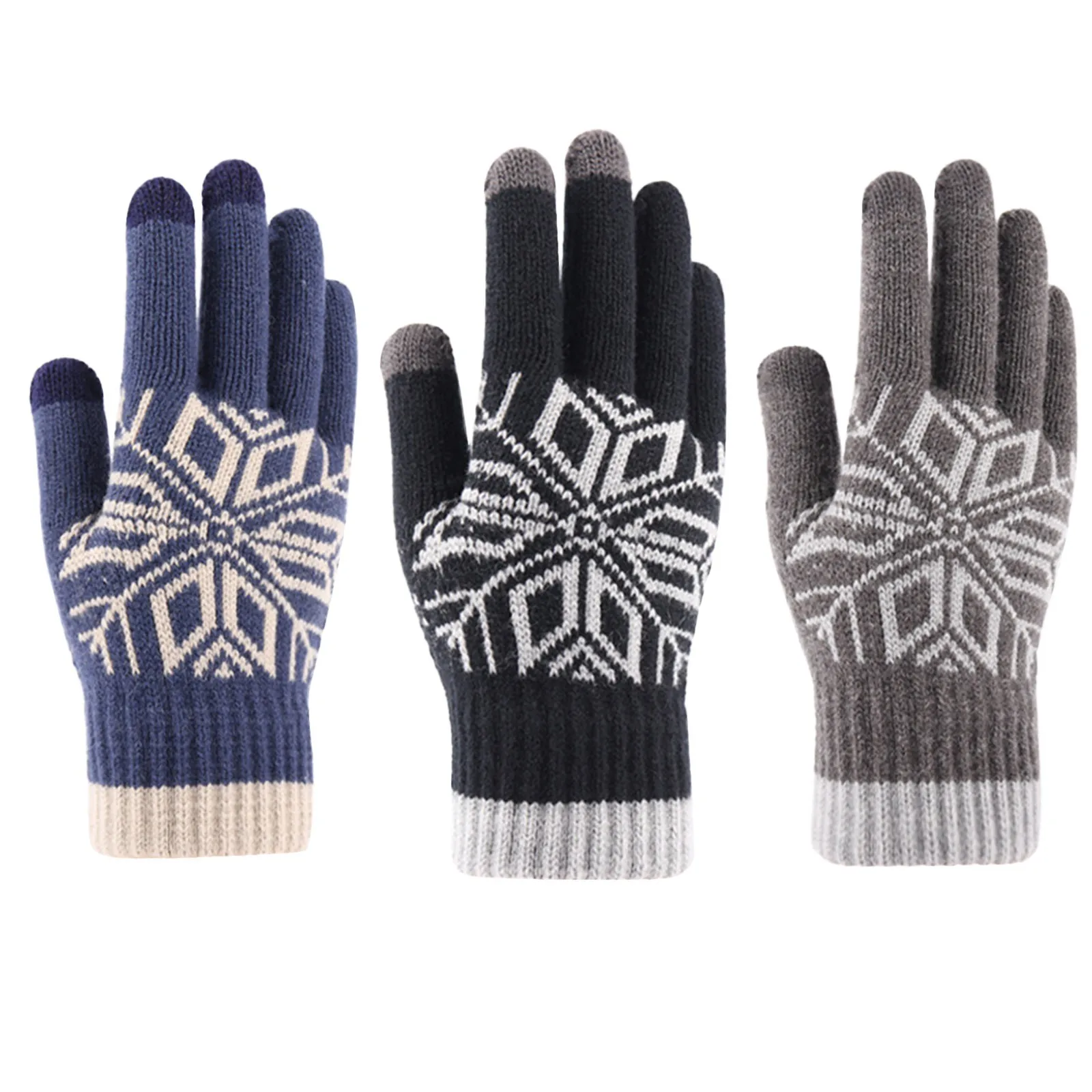 

Snowflake Pattern Full Finger Gloves For Adult Men Women Touchscreen Cotton Gloves Winter Keep Warm Mittens Gloves guantes