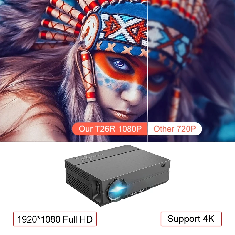 Светодиодный видеопроектор T26R для домашнего кинотеатра Full HD 1080P T26L улучшенная