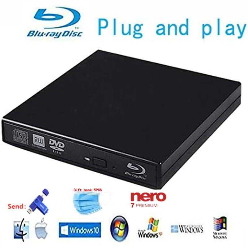 Внешний DVD привод Bluray MthsTec USB 2 0 и Type C горелка Blu ray рекордер 3D тонкий оптический CD
