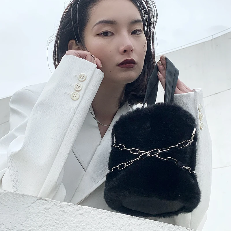 Женские мягкие сумочки из искусственного меха милый зимний клатч Дамский
