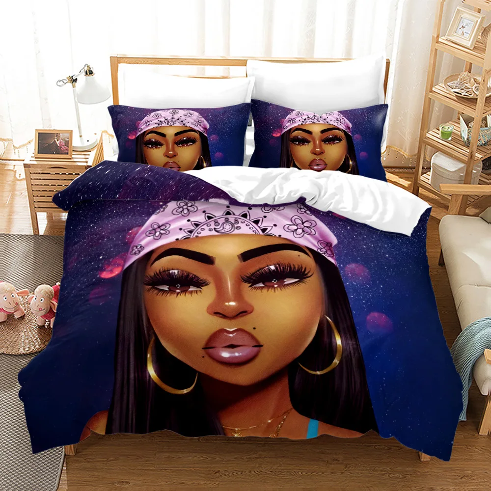 

Cartoon Black Girls Duvet Cover Digital Printing Quilt Cover 3pcs Bedding Set Queen King Size Comforter Cover Kids Bedclothes