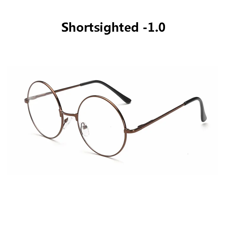 brown myopia 1.0 Zilead металлические очки близорукости круглые близорукие очки мужские и женские очки для близоруких с диоптрий-1.0to-4,0 - Цвет оправы: brown myopia 1.0