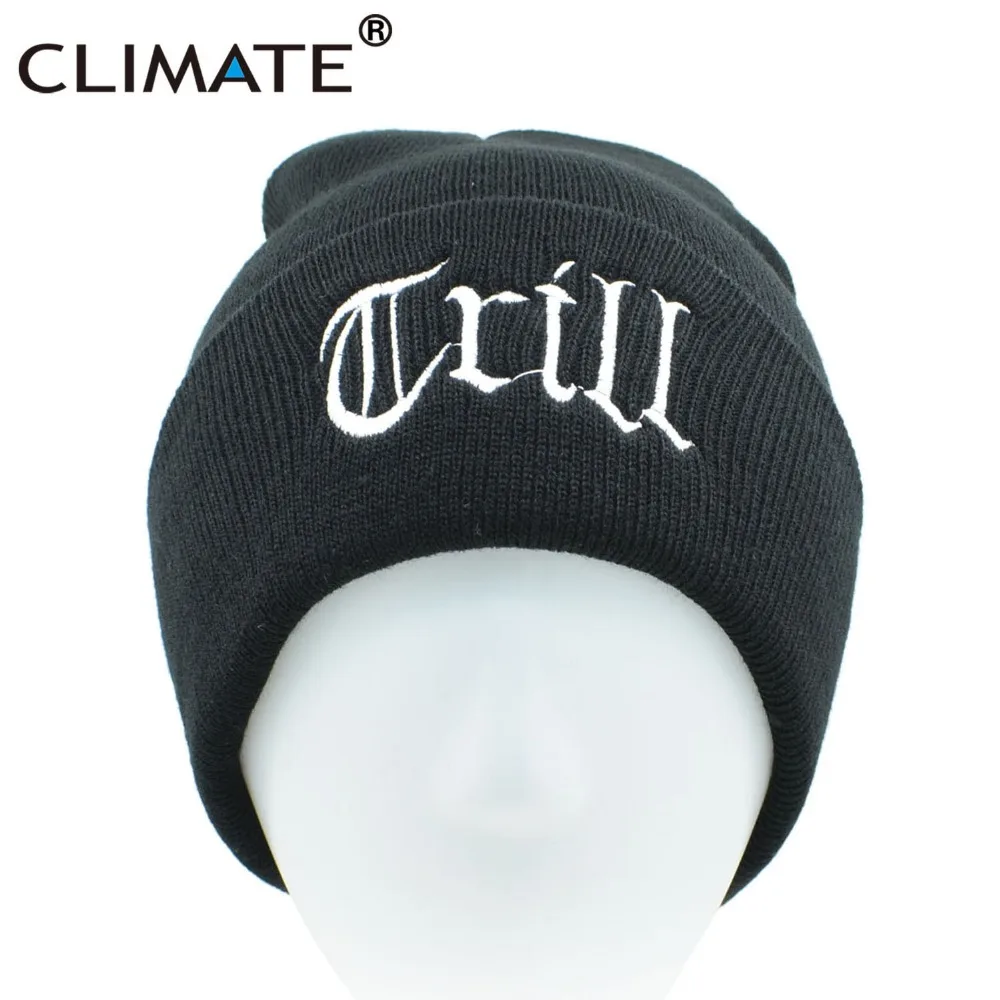 Мужская Шапка-бини CLIMATE Trill Thug Life черная Зимняя Теплая Вязаная Повседневная