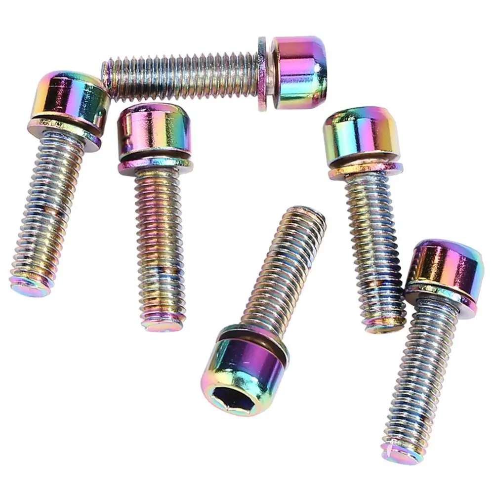 6 шт./компл. с высоким содержанием углерода Сталь M5 шестиугольник велосипеда винт