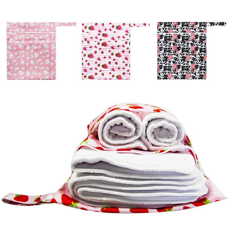 

Wet Dry Bags for Baby Cloth Diapers Washable Travel Bags Beach Pool Gym Bag for Swimsuits & Wet Clothes with 2 Pockets