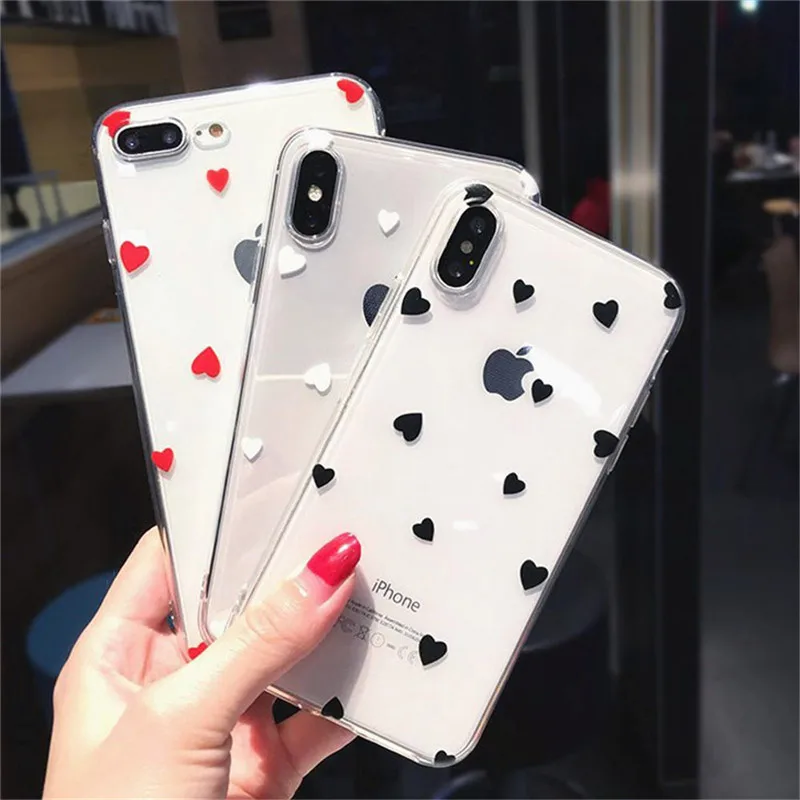 Kowkaka Clear Cute Wave Point  Phone Case For iPhone 13 12 11 Pro Max 5 5s SE 6 6s 7 8 Plus X XR XS Max Love Heart Fundas Shell