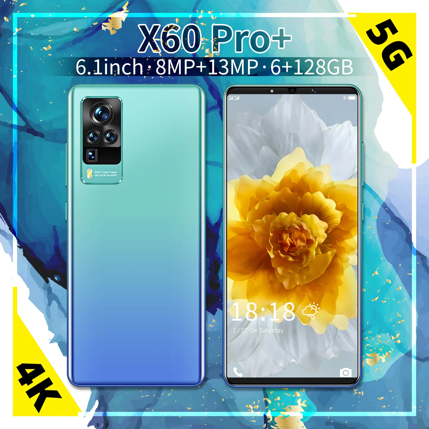 

X60 Pro+ 6.1 Inch 64GB/128GB 1440*3200 Deca Core Fingerprint ID Mobile Phone MTK6889 8MP+13MP 5200mah Andriod 10.0 Smart Phone