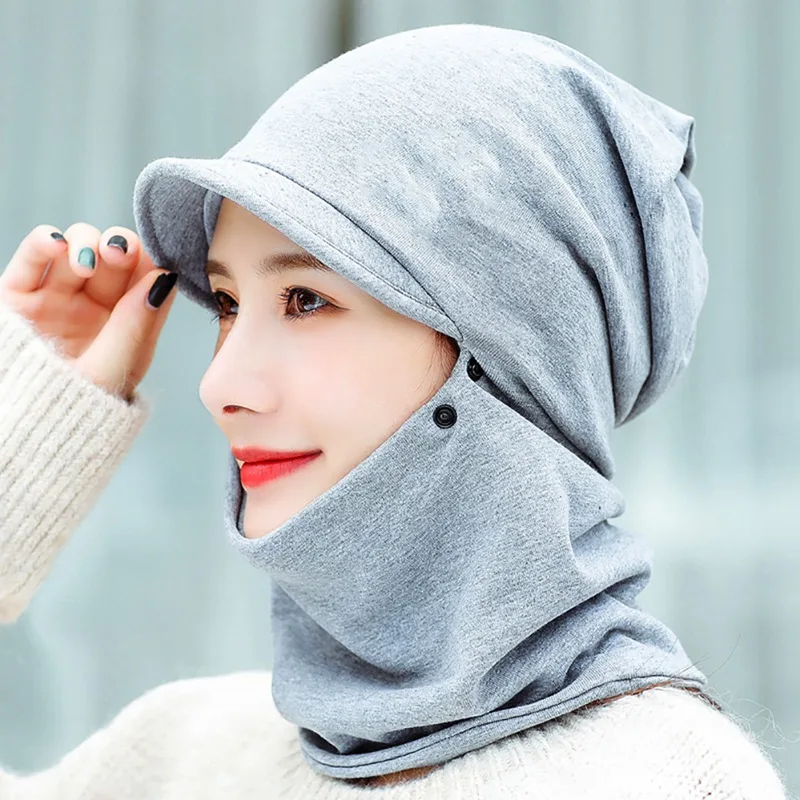 Зимние женские и мужские практичная ветрозащитная шапка теплый шарфик из мягкой