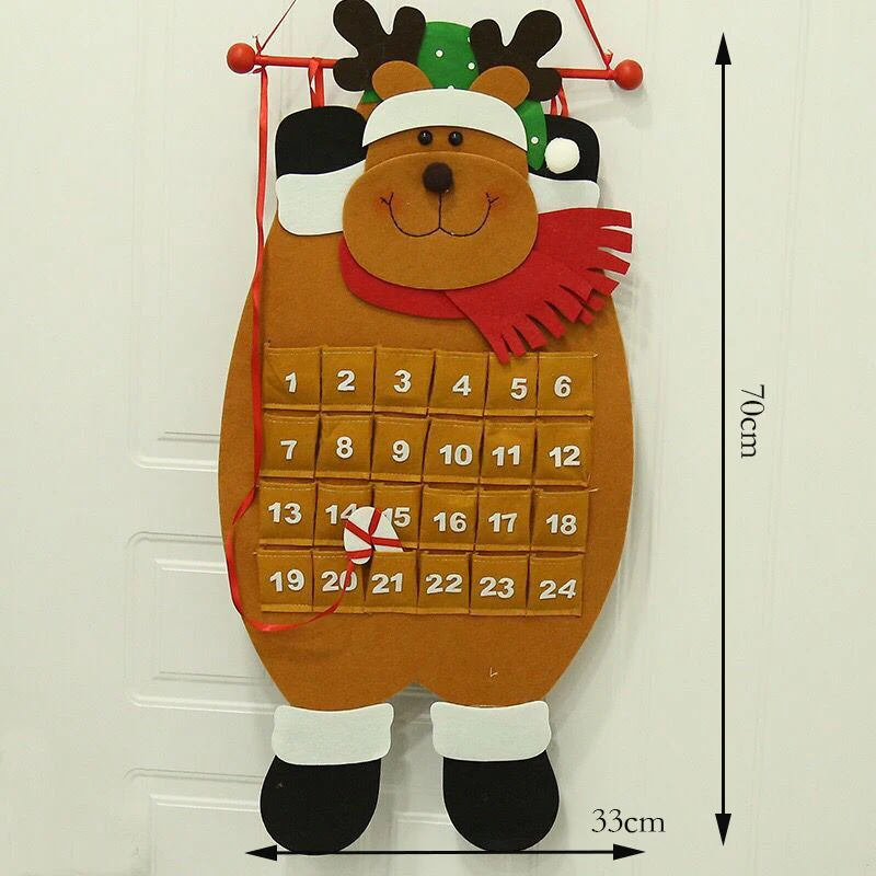 Рождественская войлочная ткань с обратным отсчетом и календарем украшения в