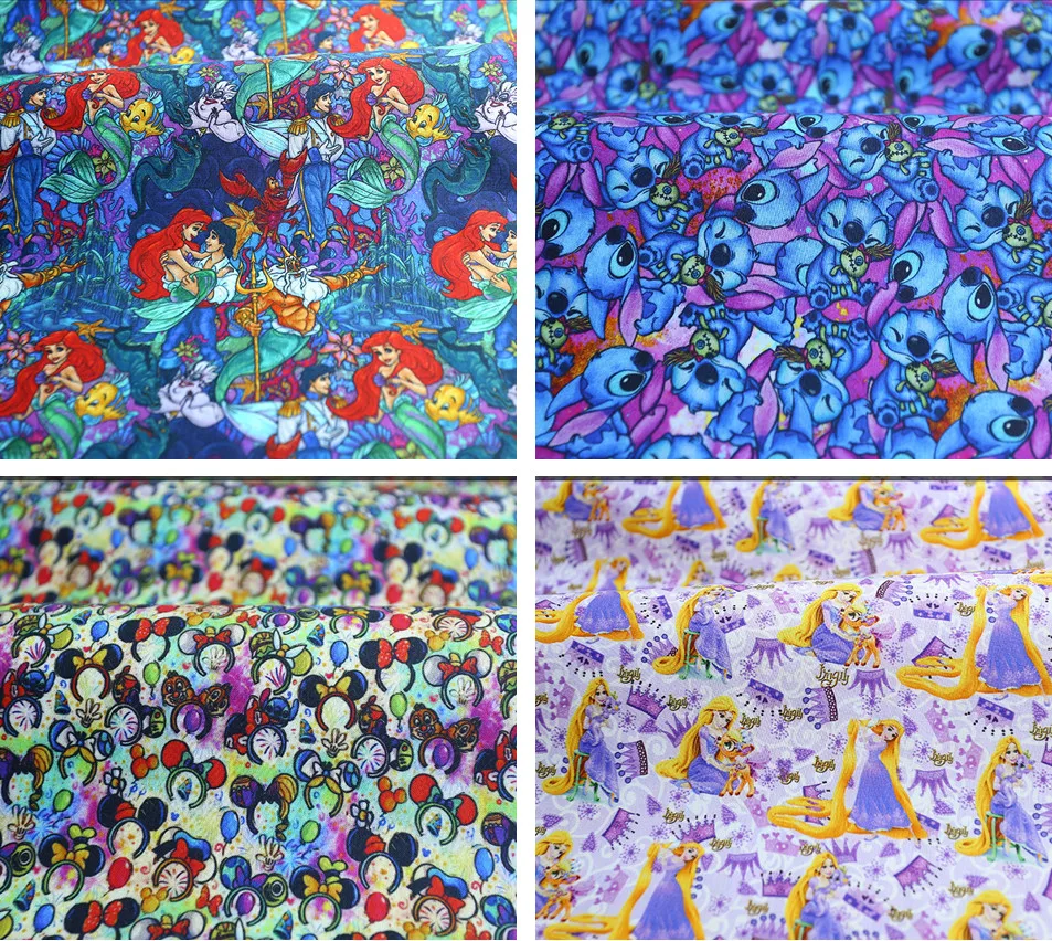 50x145 см диснеевские Мультяшные модели русалки Стич пух хлопковая ткань материал