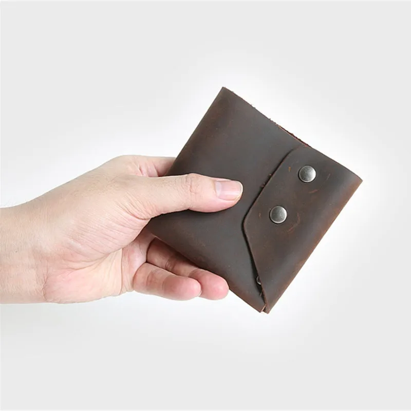 Dark Brown Мужской кошелек с зажимом для денег из натуральной кожи, супер тонкий держатель для денег с передним карманом, мужской кошелек с зажимом для ID карт, кошельки - Цвет: Dark Brown